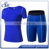 Summer Gym Yoga Suit Plain Short Sleeve and Plain Shorts thumbnail-4