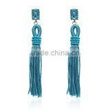 Bohemian Jewelry Rhinestone Gems With Long Colorful Tassel Charms Earrings for Women thumbnail-3