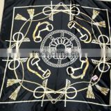 Wholesale 100% polyster square ladies fashion scarf with frigess