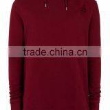 Custom Design Plain Extreme Ripped Oversized Longline Distressed Classic Fit Hoodie Burgundy Split Sides thumbnail-4