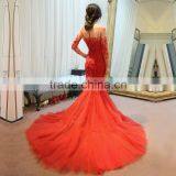 MGOO Top Selling Handmade China TraditionalWedding Dress Pearl Evening Dress Red Long Sleeve Prom Dress 2065 thumbnail-3