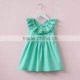 New Soft Baby Cotton Frocks Designs Girls Soild Color Princess Dress Girl Off-shoulder Birthday Dresses thumbnail-3