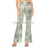 Green Tie Dye Flare Pants Boho Ladies Bell Bottom Trousers Cutting thumbnail-5