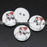 Round White & Red Christmas Snowman Pattern 2 Holes Wood Painting Sewing Buttons Scrapbooking thumbnail-2