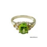 Sell 14K Solid Gold with Natural Peridot, Real Diamond Ring (New Design)
