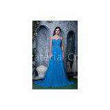 Empire Blue Sweetheart Strapless Chiffon Evening Gowns Long Prom Party Dress Beads thumbnail-1