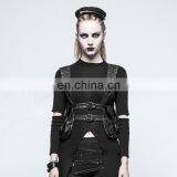 Punk Rave gothic black chest harness-top with pockets S-217