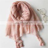 New Fashion Wind Spring Summer Silk Sunscreen Sweet Pink Printed Stripe Shawl Scarf Geometry Thin Beach thumbnail-4