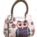 Cotton Canvas Fabric Owl Design Shopping Tote Bags thumbnail-6