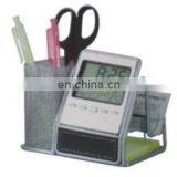 Metal Digital Clock Desktop Pen Holder