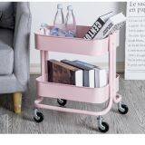 Wholesale Three Tier Foldable Rolling Cart /Metal Cart Kitchen Storage Rack thumbnail-2
