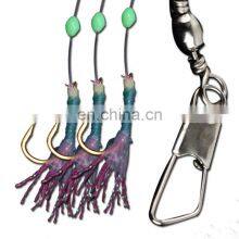 Amazon 3-20# Blue Feather 6 Hooks With Barrel Swivel Luminous Beads Fishing Sabiki Rigs