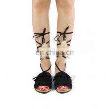 Ladies Beautiful Fashion Design Flat Lace up Sandals Shoes Women's Evening Dress Shoes thumbnail-4