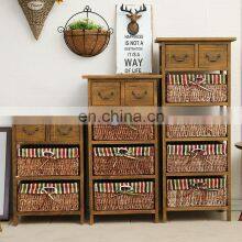 Retro Bedside Table Drawer Cabinet Storage Storage Rattan American Pastoral Wind Multifunctional Multilayer Locker thumbnail-2