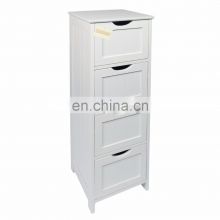 White Wooden MDF 4-Drawer Floor Standing Bathroom Storage Cabinet