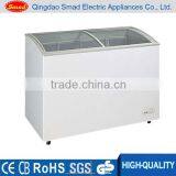 Supermarket Ice Cream Chest Freezer With Sliding Curved Glass Door 208L