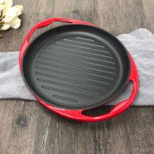 Cast Iron Enamelled Skillet Enamelled Steak Skillet Round Pan With Two Ears Red Enamelled Skillet thumbnail-5