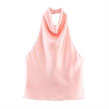Summer New European and American Style Women's Fashionable and Sexy Spicy Girl Silk Texture Hanging Neck Top thumbnail-4