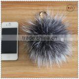 Fluffy Fox Fur Ball Keychains With Gold Metal thumbnail-6