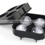 Ice Ball Maker Mold - 4 Holes Ice Balls - Premium Black Flexible Silicone Round Spheres Ice Tray- Molds