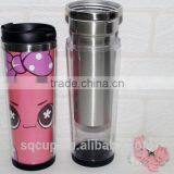 2014 New Design Inner Stainless Steel Outer Plastic Thermal Mug