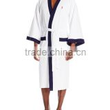 Wholesale customized bathrobe with edging 100% cotton soft touch