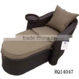 Outdoor Rattan Sunbed PE Rattan With Cushion