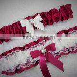 Red Christmas Garter Set,Ribbon Wedding Garter Lace thumbnail-1