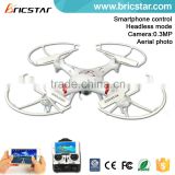 Two control mode 2.4G RC WIFI quadrocopter drone with 0.3MP camera.