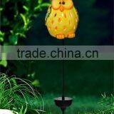 handmade mini ceramic owl led solar powered garden light lawn ornaments