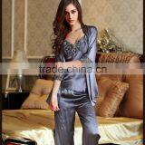 100% Silk Fleece Pajamas Suits thumbnail-1