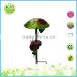 Mushroom With Insect Metal Stake Solar Panel Light thumbnail-2