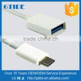 New Design USB C Type Connector OTG Data Cable,USB 3.1 Type C Type-C to USB Female Adapter Cable(15mm/customized Lengh)