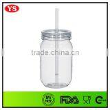 18oz Bpa Free Clear Plastic Jar With Straw thumbnail-4