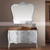 WTS22500 Classic Antique 30-inch White Single Sink Bathroom Vanity With Marble Top thumbnail-3