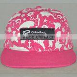 Guangzhou Hat Factory Professional Custom 100% Cotton / 6 Panel Pink/white/black Label Printing Material Marks/flat Brim Hat