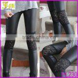 New Fashion Sexy Womens Faux Leather Stretch Leggings Knee Lace Tights Pants Wholesale thumbnail-1