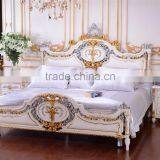 Bisini Luxury King Size Bedroom Set, European Style Latest Antique Fashion Grey and Gold Bedroom Set thumbnail-3