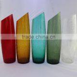 Oblique Cut Crackled Cylinder Glass Vases thumbnail-1