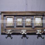 2016 Antique Wooden Wall Shelf With Photo Frame and Metal Hooks thumbnail-1