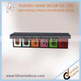 Antique Wooden Wall Shelf With Colorful Drawers thumbnail-3