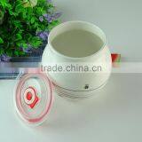 White Chinese Style Home Ceramic Salt & Sugar Pot With Lid, Flower Decal Printing thumbnail-2