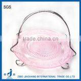 China Fashion Unique Cheap Pink Glass Wedding Charge Plate With Metal Stand thumbnail-1