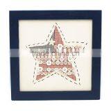 2017 hot sale for national day Beautiul star many buttons fabric wood shadow box frame