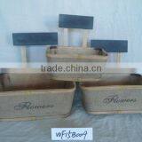 Triangle Wood Flower Pots Decorated With Blue Wooden Sign thumbnail-4