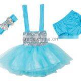 2016 China Low Price Wholesale Baby Sequin Romper Tutu Set With Headband and Skirt for Dancing thumbnail-2