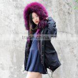 CX-G-P-05K Women Real Raccoon Fur Collar Decorate Real Fox Fur Parka thumbnail-6