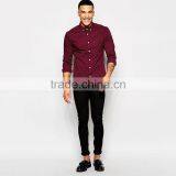 Mens Skinny High-end Shirt In Burgundy Twill Dri Fit Shirt thumbnail-4