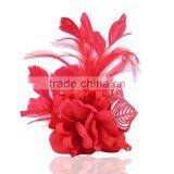 Bright Red Headdress Pins,Flower Feather Brooch,Girls Weeding Party Brooches thumbnail-6