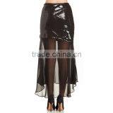 MGOO New Arrival Custom OEM Women Sequin Transparent Sexy Skirts For Women Two Layers Chiffon Long Skirt 15145A221 thumbnail-3